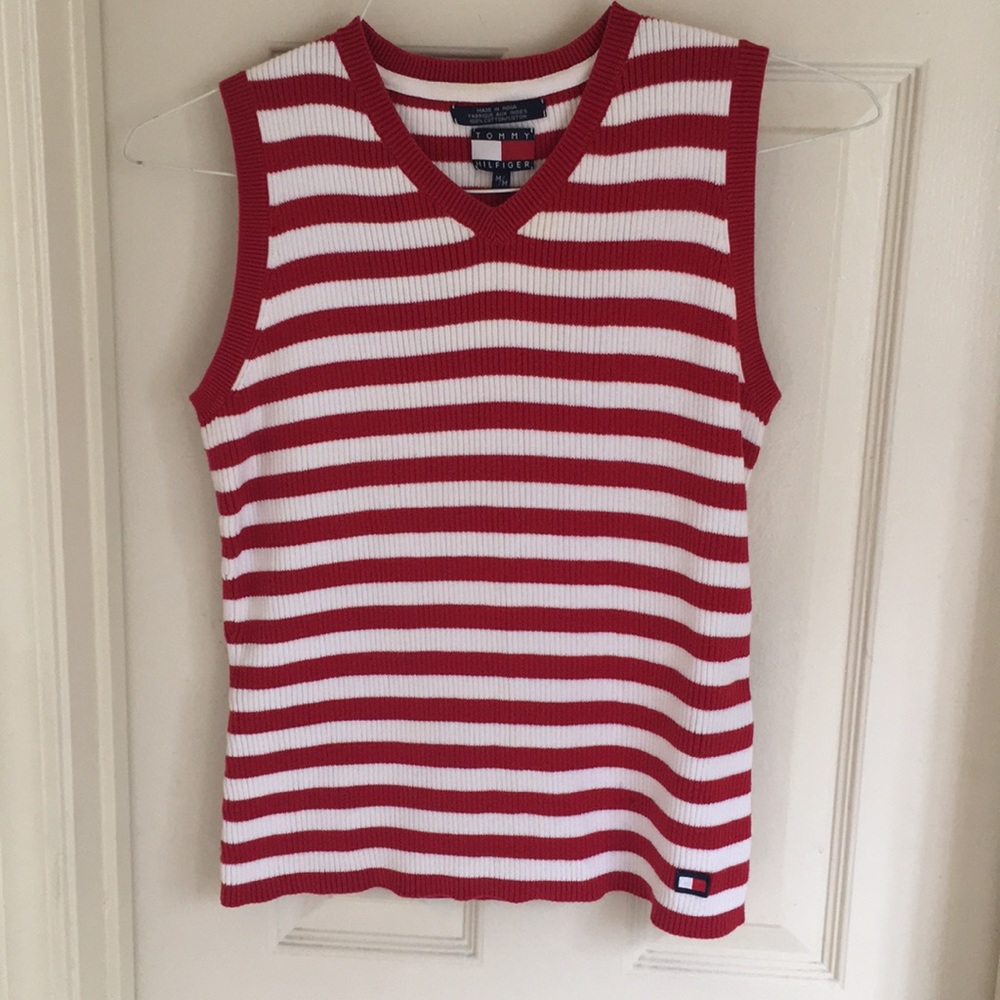 Vintage Tommy Hilfiger Women's knitted tank top.